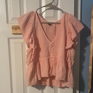 American Eagle Outfitters Peach Ruffled Blouse